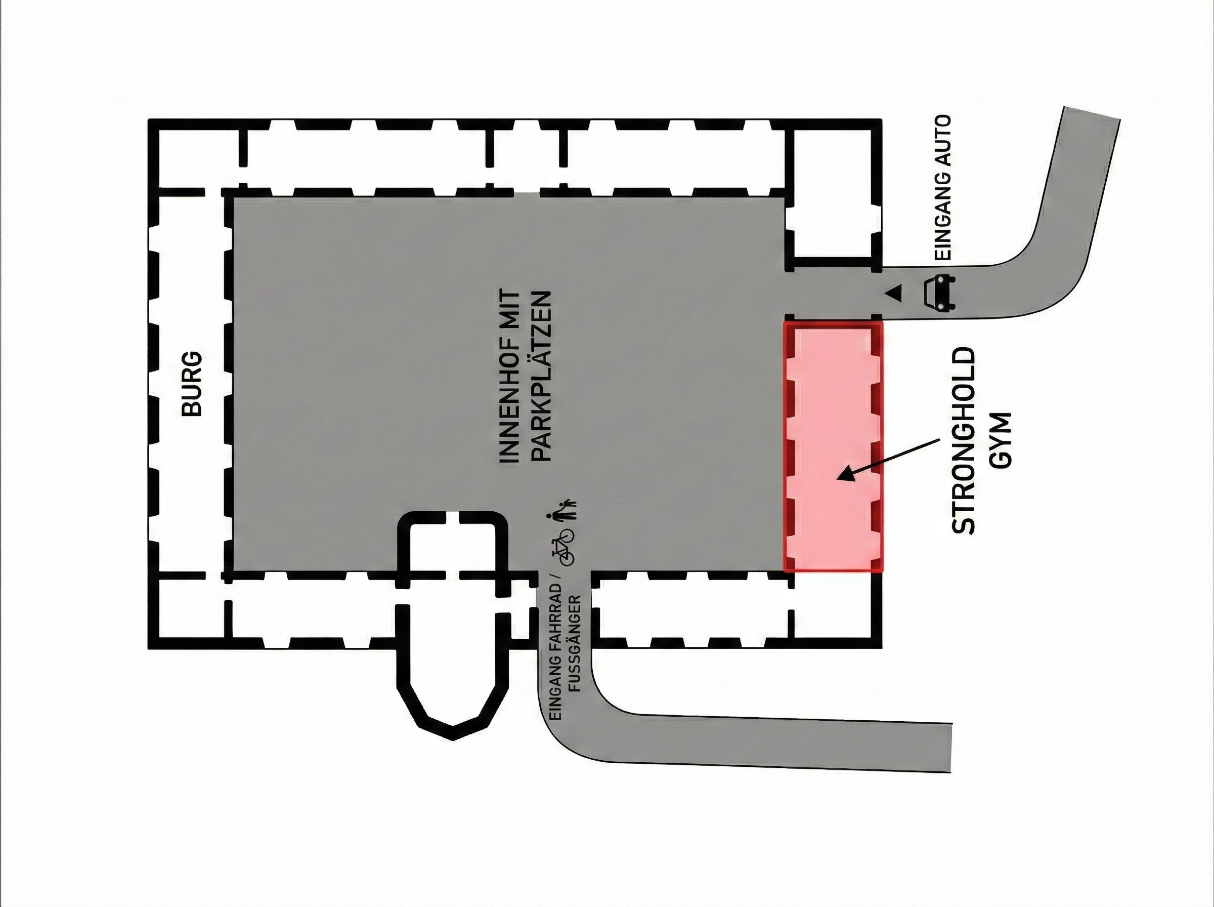 Lageplan Stronghold Gym - Standort in der Burg